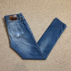 Jeckerson Jeans Slim Fit Straight Leg Vintage Button Fly 33x32.5