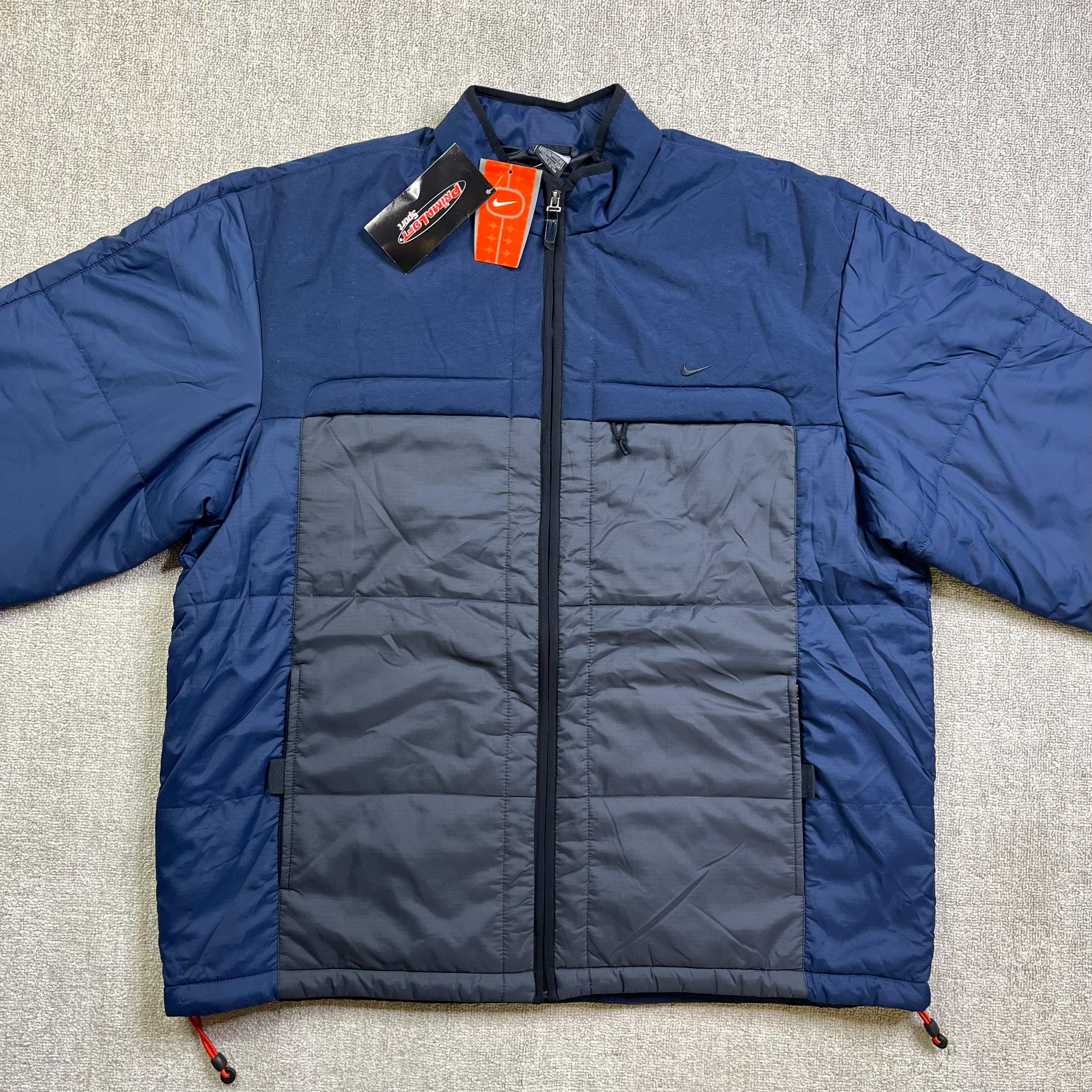 Nike Padded Jacket Coat Blue Grey Full Zip Y2K Autumn Winter