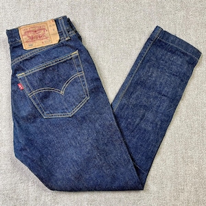 Levi&#39;s 501 Jeans Skinny Slim Fit Vintage Distressed Button Fly Dark Wash 32x34
