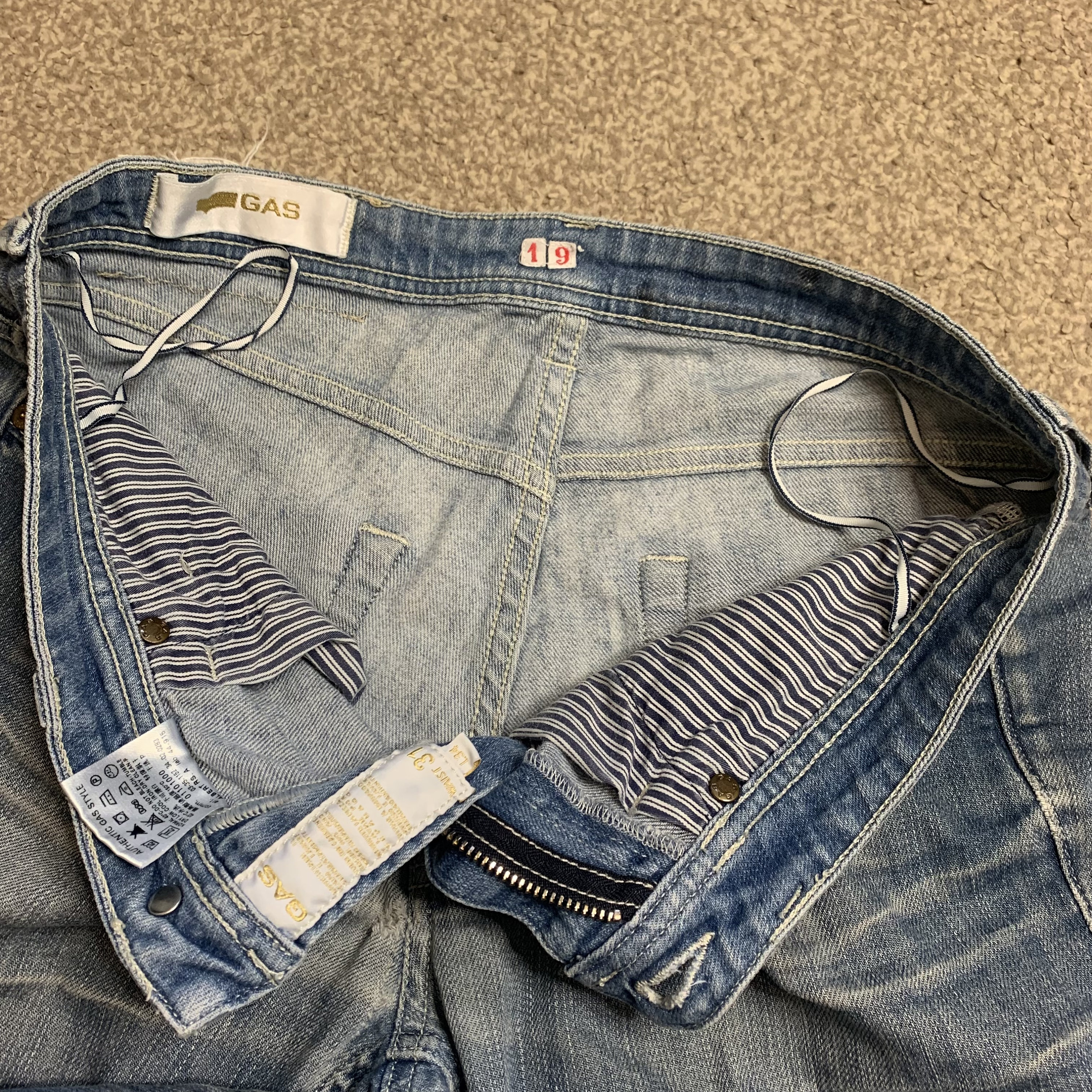 Gas Jeans Skinny Slim Fit Straight Leg Vintage Zip Fly Light