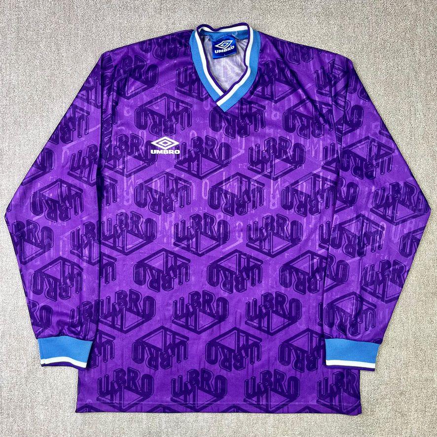 Umbro Football Jersey 90s Training Top Pullover Henley Neck Purple