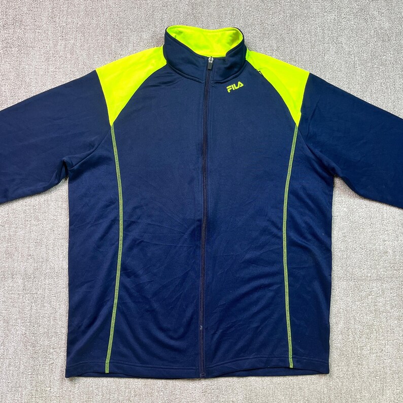 Fila Track Jacket Thermal Tracksuit Top Full Zip Vintage Collared Blue L image 2