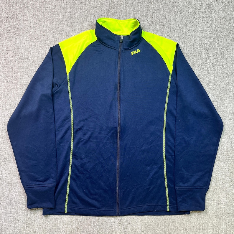 Fila Track Jacket Thermal Tracksuit Top Full Zip Vintage Collared Blue L image 1