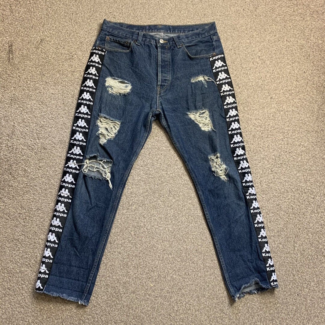 Levis 501 Jeans 3 4 Three Quarter Straight Leg Relaxed Fit Reworked 32x27 Etsy