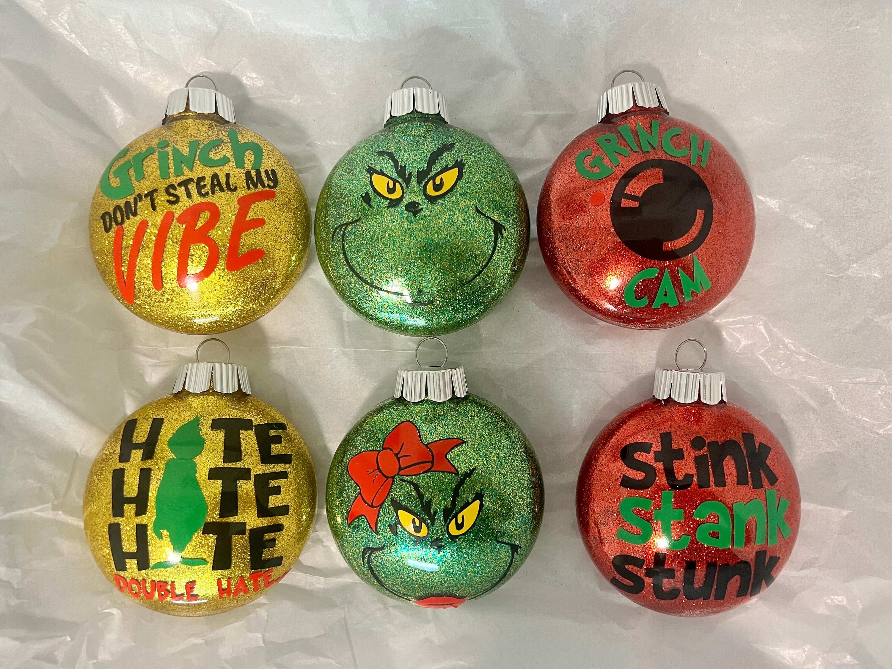 Grinch Christmas Ornament, Christmas Ornament, Grinch Ornament, Glitter ...