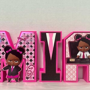 Girl baby boss, girl african american baby boss, baby boss 3d letter, 3d letter, baby boss party, baby boss birthday