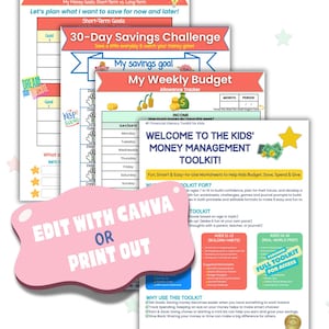 Kids Building Habits - My Money Bundle - Financial Literacy Printable: Budget, Chore, Savings, Spending Trackers for Kids