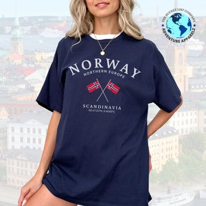 Camiseta de Noruega, camiseta de Noruega, camiseta de Norge, camiseta cómoda unisex de Noruega, Escandinavia, Europa del Norte
