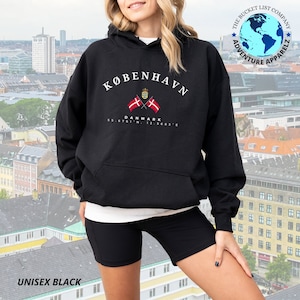 Sweat à capuche Copenhague, chemise Copenhague, cadeau Danemark, cadeau Kobenhavn, chemise Copenhague, sweat à capuche doux et confortable, chemise Danemark