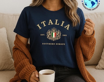 Italy T-Shirt, Italia Vintage Shirt, Italy Gift, Italian Heritage Tee, Retro Italy Shirt, Italia Souvenir, Unisex Travel T-Shirt