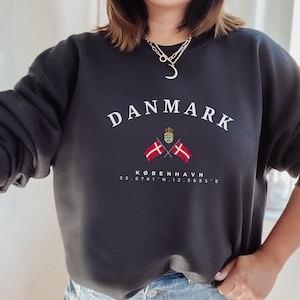 Denmark Sweatshirt, Denmark Unisex Sweater, Copenhagen, Skandinavia, Denmark, Coat of Arms, Danish sweatshirt, gift, Europe