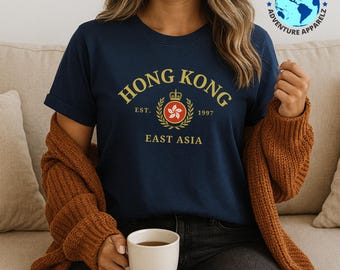 Maglietta di Hong Kong, stile vintage di Hong Kong, regalo asiatico, maglietta di Hong Kong, maglietta del patrimonio urbano, maglietta da viaggio, souvenir asiatico, maglietta unisex