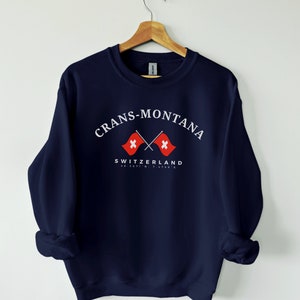 Sweatshirt Crans-Montana, Crans-Montana Zwitserland, Schweiz, Suisse, Zwitsers shirt, shirt Crans-Montana, Zwitserse vlaggen, kanton Wallis