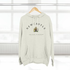 Newcastle Three-Panel Fleece Hoodie, Newcastle upon Tyne, United Kingdom, England Shirt, Newcastle shirt, Newcastle Hoodie, UK Style Oatmeal Heather