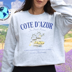 Cote D&#39;Azur Sweatshirt, French Riviera shirt, Cote D&#39;Azur Crewneck Pullover, Unisex Sweatshirt, Eurotrip Classic style