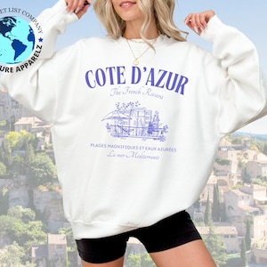 French Riviera Sweatshirt, Cote D&#39;Azur Shirt, Antibes, Monaco, Nice, Cannes, Crewneck Pullover, Unisex Sweatshirt, Classic Style
