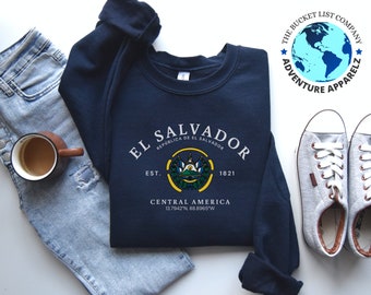 El Salvador Sweatshirt, El Salvador Flag Shirt, Central America, El Salvador Shirt, Soft and Comfortable Pullover Sweatshirt, Gift, Souvenir