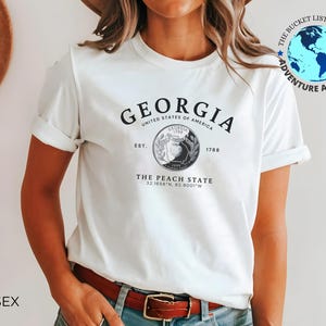Georgia T-Shirt, Georgia Souvenir, Georgia Shirt, Unisex T-Shirt, Peach State Tee, Georgia Gift, Georgia Quarter Shirt, State Shirt