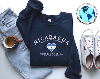 Nicaragua Shirt, Nicaragua Sweatshirt, Central America Shirt, Nicaragua Sweatshirt, Nicaragua Soft and Comfortable Pullover Sweatshirt