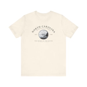 Camiseta de Carolina del Norte, souvenir de Carolina del Norte, camiseta de Carolina del Norte, camiseta unisex, regalo de Carolina del Norte, camiseta con el cuarto de Carolina del Norte, camiseta del estado imagen 3