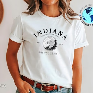 Indiana T-Shirt, Indiana Souvenir, Indiana Shirt, Unisex T-Shirt, Hoosier State Tee, Indiana Gift, Indiana Quarter Shirt, State Shirt