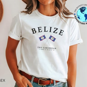 Koszulka Belize, Pamiątka Belize, Koszulka z flagą Belize, Prezent Belize, Koszulka unisex, Koszulka w stylu Belize Caribbean