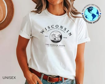 Wisconsin T-Shirt, Wisconsin Souvenir, Wisconsin Shirt, Unisex T-Shirt, Dachs Zustand T-Shirt, Wisconsin Geschenk, Wisconsin Viertel Hemd