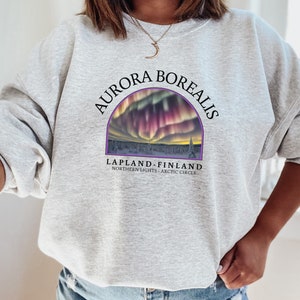 Aurora Borealis Sweatshirt Unisex , Nordlichter Sweatshirt, Lappland Shirt, Finnland, Rentier, Polarkreis, Aurora Borealis Shirt