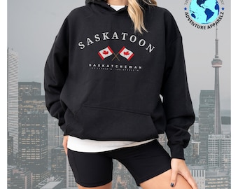 Sudadera con capucha de Saskatoon, camiseta de Saskatoon, regalo de Canadá, Saskatoon, Saskatchewan, Canadá, bandera nacional, recuerdo de Canadá, sudadera con capucha suave y cómoda