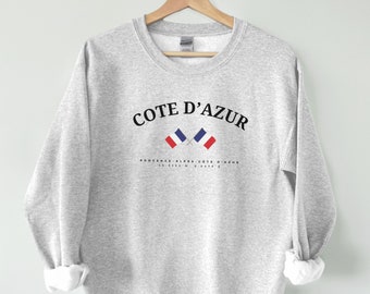 Sweatshirt Côte d'Azur, Côte d'Azur France, Pull Cannes, Europe, Monaco, chemise France, cadeau, Nice France, France Col ras du cou doux de voyage