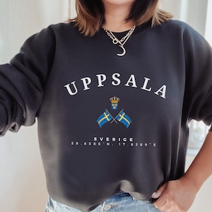 Uppsala Sweatshirt, Unisex Sweater, Scandinavian, Sverige, gift, Nordic Style, Uppsala Sweden, Soft and Comfortable Crewneck Pullover