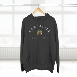 Newcastle Three-Panel Fleece Hoodie, Newcastle upon Tyne, United Kingdom, England Shirt, Newcastle shirt, Newcastle Hoodie, UK Style Charcoal Heather