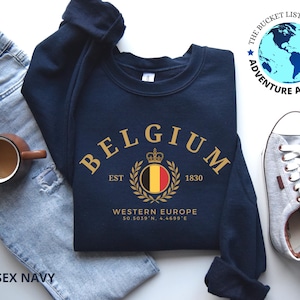Sudadera estilo vintage de Bélgica, camiseta de Bélgica, jersey de Bélgica, sudadera con la bandera de Bélgica, regalo de Bélgica, camiseta de Bélgica, camiseta con la bandera de Bélgica