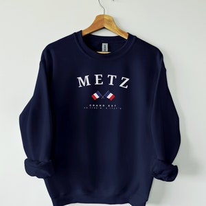 Sweat Metz, pull Metz France, Europe, chemise France, cadeau, Metz France, cadeau de voyage Metz France pull ras du cou, pull France Navy