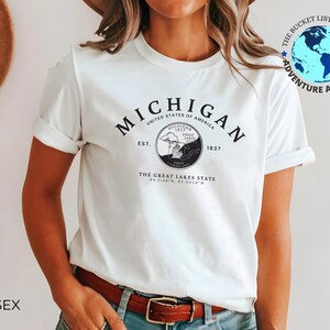 T-shirt Michigan, souvenir Michigan, shirt Michigan, T-shirt uniseks, Great Lakes State Tee, Michigan cadeau, shirt Michigan Quarter, staatsshirt