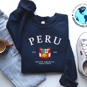 Peru Sweatshirt, Peru Shirt, South America Shirt, Peru South America Pullover Sweatshirt macio e confortável, Peru Gift, Peru Souvenir