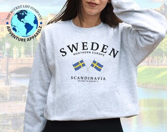 Sweden Sweatshirt, Sweden Sverige, Scandinavian Crewneck Pullover, Svensk Unisex Sweatshirt, Soft and Comfortable, Sverige