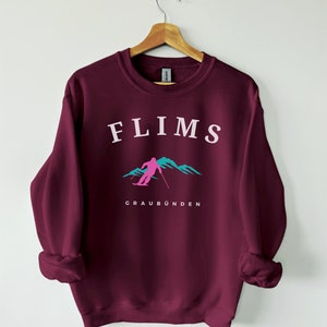 Flims Sweatshirt Unisex, Vintage Retro Style Swiss Sweatshirt, Flims Sweater, Ski Sweatshirt, trendy gift, Ski Resort, The Alps