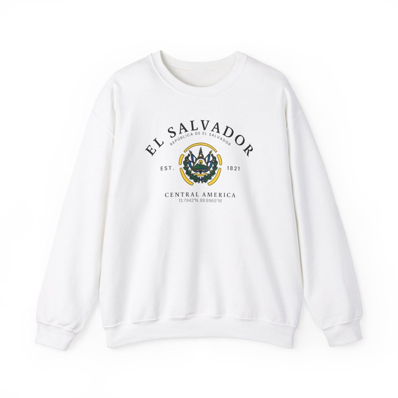 El Salvador Sweatshirt, El Salvador Flag Shirt, Central America, El Salvador Shirt, Soft and Comfortable Pullover Sweatshirt, Gift, Souvenir image 2