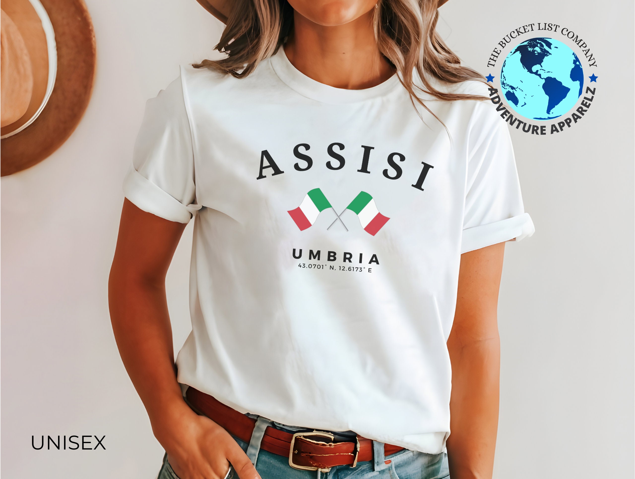 T-shirt Assise, Assise Italie, Chemise Assise, T-shirt drapeau Italie, Cadeau Italie, T-shirt confortable unisexe, Assisi Italia