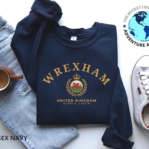 Sudadera de Wrexham, sudadera de Gales, regalo de Gales, recuerdo de Wrexham, sudadera vintage de Gales, jersey suave unisex