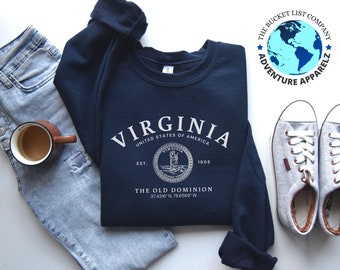 Virginia Sweatshirt, Virginia United States of America, Virginia Shirt, State shirt, Soft and Comfortable Pullover Sweatshirt