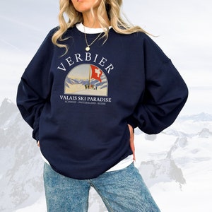 Sweatshirt Verbier, trui Verbier, shirt Verbier Zwitserland, skitrui, Zwitsers shirt, The Alps, Ski Resort, shirt Verbier, Four Valleys