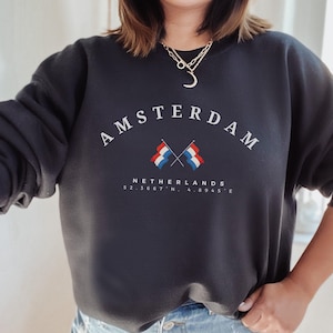 Amsterdam Sweatshirt, Unisex Sweater, Netherlands, Europe, Holland sweatshirt, gift, Soft and Comfortable Crewneck, City of Amsterdam