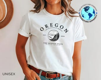 Camiseta de Oregón, recuerdo de Oregón, camiseta de Oregón, camiseta unisex, camiseta del estado de Beaver, regalo de Oregón, camiseta con un cuarto de dólar de Oregón, camiseta del estado