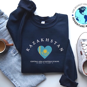 Kazakhstan Love Sweatshirt, Kazakhstan Love Shirt, Kazakhstan Gift, Kazakhstan Souvenir, Kazakhstan Soft and Comfortable Sweatshirt