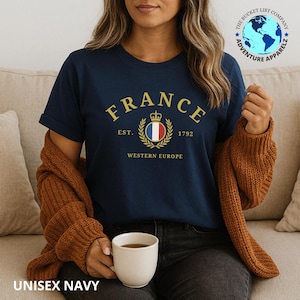Frankreich T-Shirt, Frankreich Vintage-Stil, Europa Geschenk, Frankreich-Shirt, französisches Erb-T-Shirt, Frankreich-Reise-Shirt, Europa-Andenken
