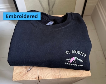 Sweat brodé St. Moritz Unisex, vintage Retro Style Swiss Sweatshirt, St. Moritz Sweater, Ski Sweatshirt, cadeau tendance