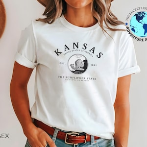 Kansas T-Shirt, Kansas Souvenir, Kansas Shirt, Unisex T-Shirt, Sunflower State Tee, Kansas Gift, Kansas Quarter Shirt, State Shirt