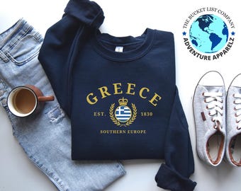 Greece Sweatshirt, Greece Shirt, Greece Gift, Greek Islands, Greece Vintage Style, Greek Heritage Sweatshirt, Travel Shirt,Unisex Sweatshirt
